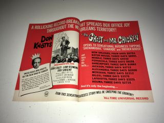 Ghost & Mr Chicken Vintage Movie Trade Ad 1966 Don Knotts Horror Comedy Poster B