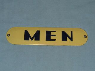 Vintage 10 " Long Porcelain Restroom Sign " Men "