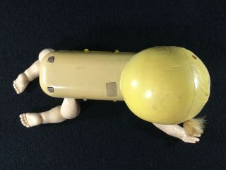 VINTAGE CELLULOID & TIN MECHANICAL CRAWLING BABY WIND UP TOY.  DETACHED ARM 7