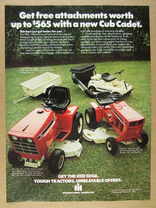 1982 Ih Cub Cadet 782 382 Tractors 85 Riding Mower Photo Vintage Print Ad
