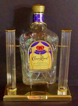 Vintage 1.  75l Crown Royal Swing Pour Cradle Decanter Whiskey Barware Advertising