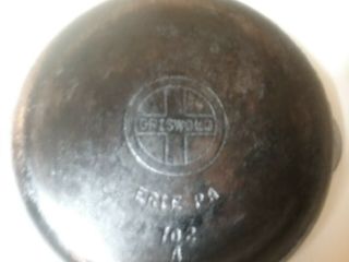 Antique Vintage Cast Iron Griswold No 4 Erie Pa 702 A