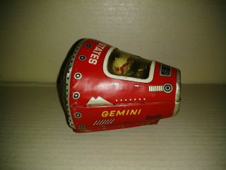 Gemini Capsule Tin Friction Space Robot Toy Lithography Horikawa Vintage Japan