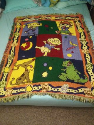 Vtg Northwest Rug Rats Cartoon TV Show Tapestry Blanket Throw 55 x 36 3