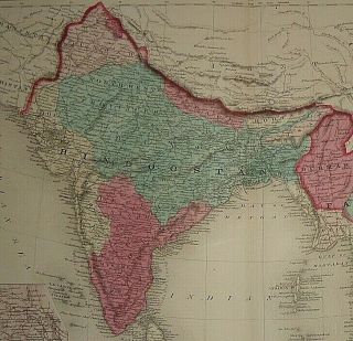 Vintage Circa 1860 ' s INDIA VIETNAM MAP Old Antique Johnson ' s Atlas Map 3