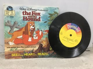 Vintage Walt Disney Read Along Story Book And Record 1981 Fox And The Hound