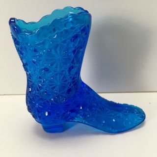 Vintage Fenton Blue Depression Glass cowboy Boot Shoe 3