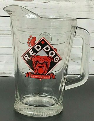 1995 Red Dog Beer Plank Road Brewery Glass Pitcher Vintage Ur Your Own Dog Rare