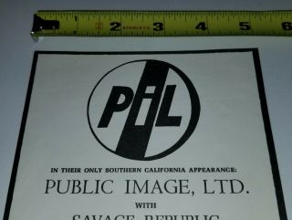PIL PUBLIC IMAGE LTD WAVE SAVAGE REPUBLIC PUNK CONCERT FLYER Poster VTG 45 2