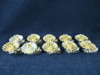 Vintage Christmas Tree Clip On Candle Set Of 10 Gold Holders Pine Cone