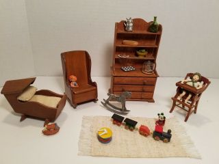 Dollhouse Baby Room Miniature Furniture and Many Goodies - some vintage - some not 2