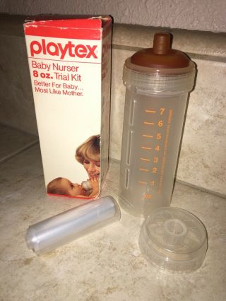 Vintage 1980’s Playtex 8oz Bottle Clear Natural Action Latex Nipple