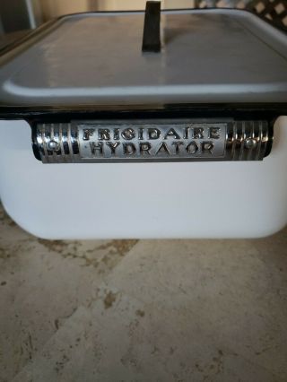 VINTAGE ART DECO FRIGIDAIRE HYDRATOR refrigerator box drawer with lid enamel 2