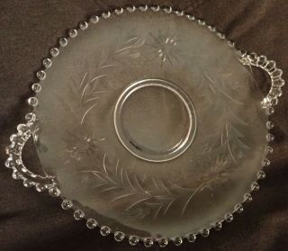 Vintage Candlewick Imperial Cut Glass Cake Dessert Tray/plate With Handles 12 "
