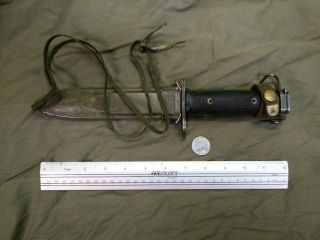 Vintage Vietnam Era Us Knife M8a1 Pwh Bayonet With Scabbard Sheath