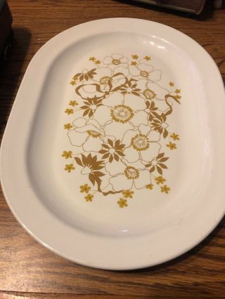 Vintage Centura By Corning Platter Harvest Gold & White Floral Laurel
