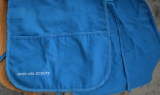 Vintage 1990s Daisy Girl Scouts Tunic Blue Vest with Ties Patches and Gold Pin 3