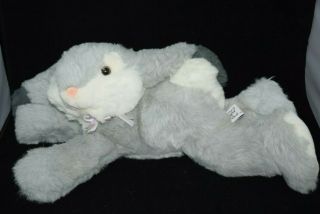 Vintage 1988 Chrisha Playful Plush Bunny Rabbit Lop White Gray 19 " Laying Down