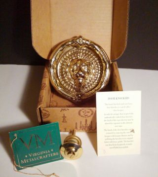 VINTAGE Rare Solid Brass Lion Door Knocker - Virginia Metalcrafters 3