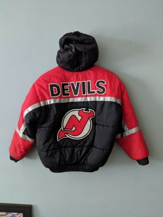 Vintage Jersey Devils Jacket Pro Player Nhl Reversible Hockey Youth L 14 - 16