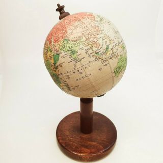 Antique World Globe Hungarian On Wood Stand 1930 