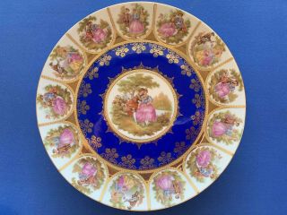 Vtg Jkw Limoges Fragonard Love Story Victorian Courting Plate 10 3/8 " Bavaria