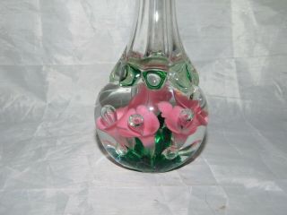Vintage Joe St Clair Flower & Bubble Paperweight Bud Vase 2