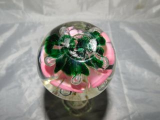 Vintage Joe St Clair Flower & Bubble Paperweight Bud Vase 4