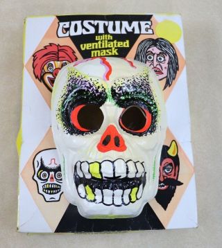 Vintage Ben Cooper Child Plastic Skeleton Halloween Mask