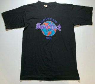 Vintage Hard Rock Cafe Paris Single Stitch Save The Planet T - Shirt Size Small