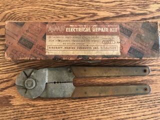 Vintage Electrical Wire Stripper Crimper Cutter Tool W/ Box Sears Amp Inc