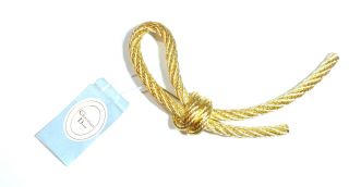 Vintage Christian Dior Yellow Tone Knotted Rope Design Brooch / Pin - Ba9