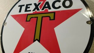 Vintage Texaco Gasoline Porcelain Texas Gas Service Station Pump Plate Sign