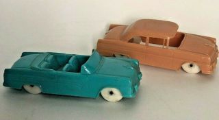 2 Vintage F&f Mold & Die Plastic,  Tan Tudor Ford Sunliner Blue Rare