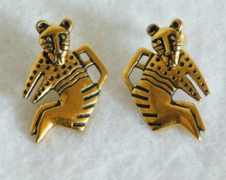 Sweet Vintage Laurel Burch Tiger Cat Pierced Earrings