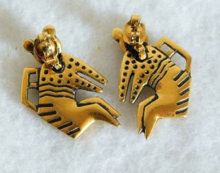 Sweet Vintage Laurel Burch Tiger Cat Pierced Earrings 2