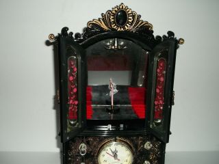Vintage French Bombay Jewelry Box Dancing Ballerina Musical ARMOIRE Quartz Clock 2