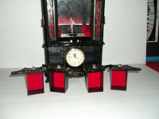 Vintage French Bombay Jewelry Box Dancing Ballerina Musical ARMOIRE Quartz Clock 5