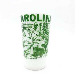 Vintage Federal Milk Glass Souvenir Tumbler South Carolina Green Graphics