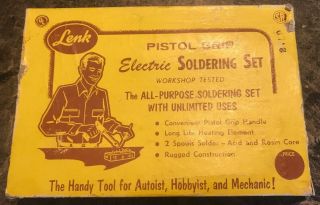 Lenk Vintage Pistol Grip Electric Soldering Iron With Box And Solder