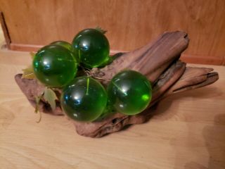 Mcm Large Green Vintage Acrylic Glass Lucite Grape Cluster Driftwood Retro