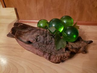MCM Large green Vintage Acrylic Glass Lucite Grape Cluster DriftWood Retro 3