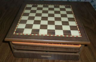 Vintage 5 In 1 Games Wooden Chess Set Game Board Cardinal Industries Inc