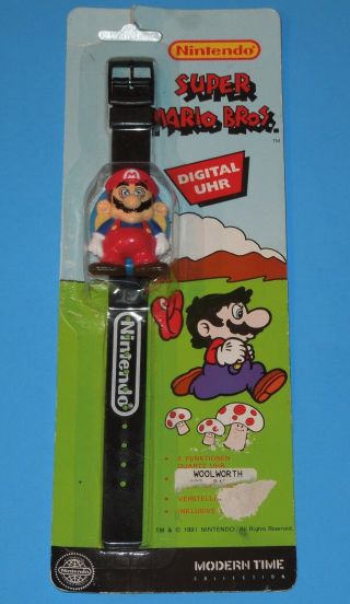 Vintage 1991 Nintendo Mario Bros.  Digital Uhr Watch In Package Please Read