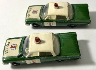 2 Vtg Lesney Ford Fairlane Police Car England 55 Custom Painted
