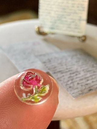 Antique Miniature Dollhouse Rare Cut Glass Paperweight Italy Rose 1930s