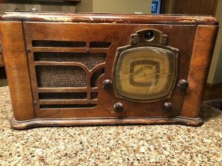 Antique Vintage Truetone Tube Radio With Wood Case