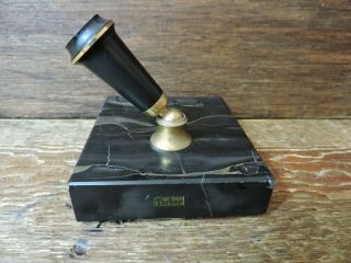Old Vintage Black Marble Gold Trim Gt Parker Duofold Fountain Pen Desk Base Usa