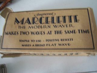 VINTAGE 1920 - 30 ' s HAIR CURLING ITEMS W/ BOX MARCEL - O,  MARCELETTE 7