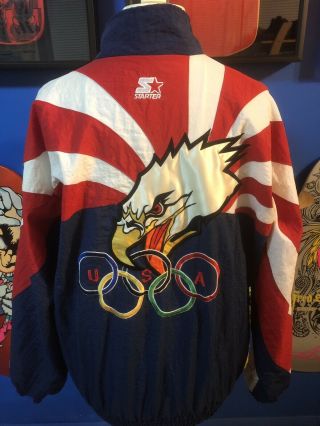 Vintage Starter Usa Olympic Games Eagle Full - Zip Windbreaker Jacket Medium